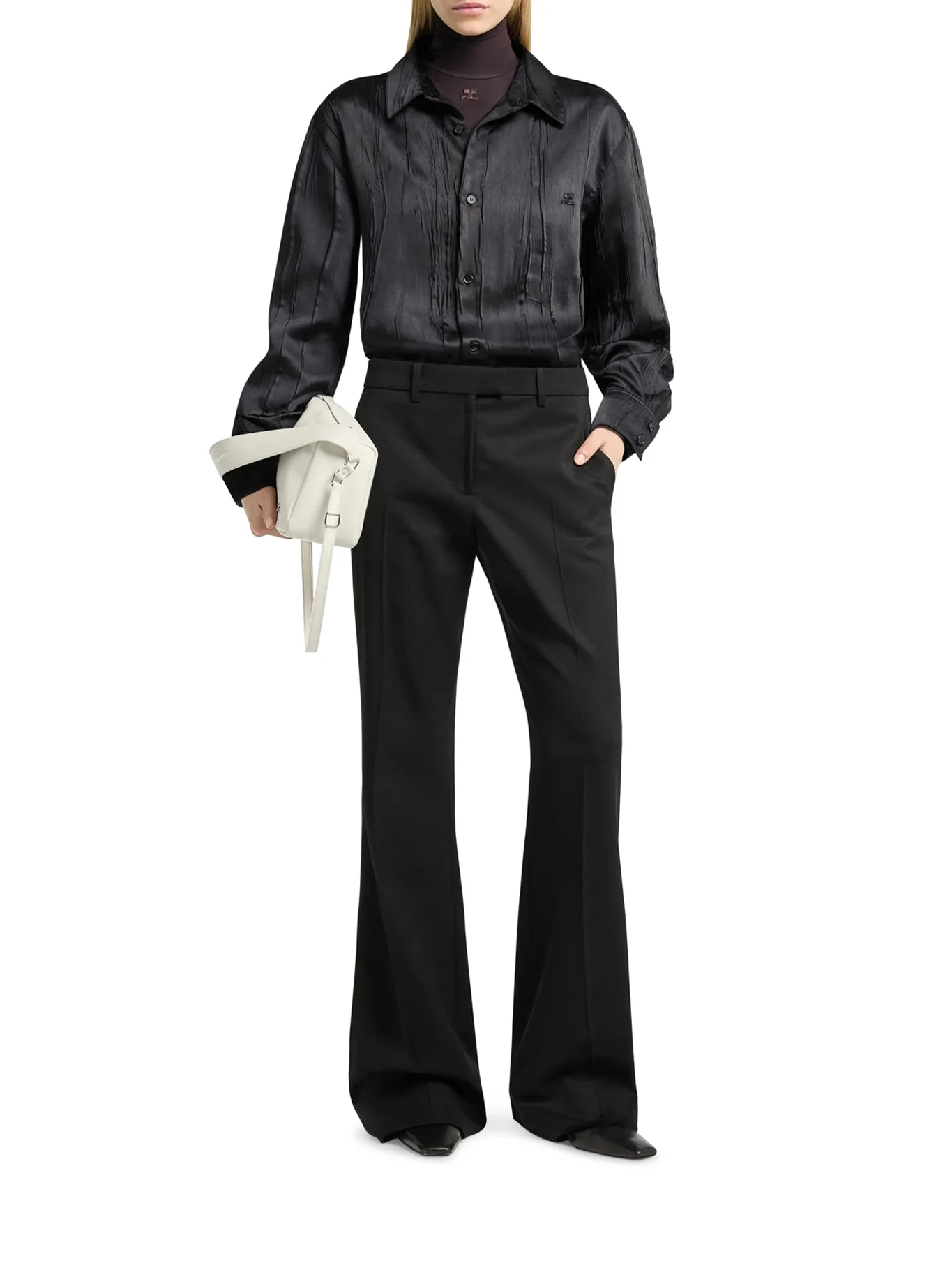 OVERSIZED SHIRT IN CRINKLED SATIN - 1