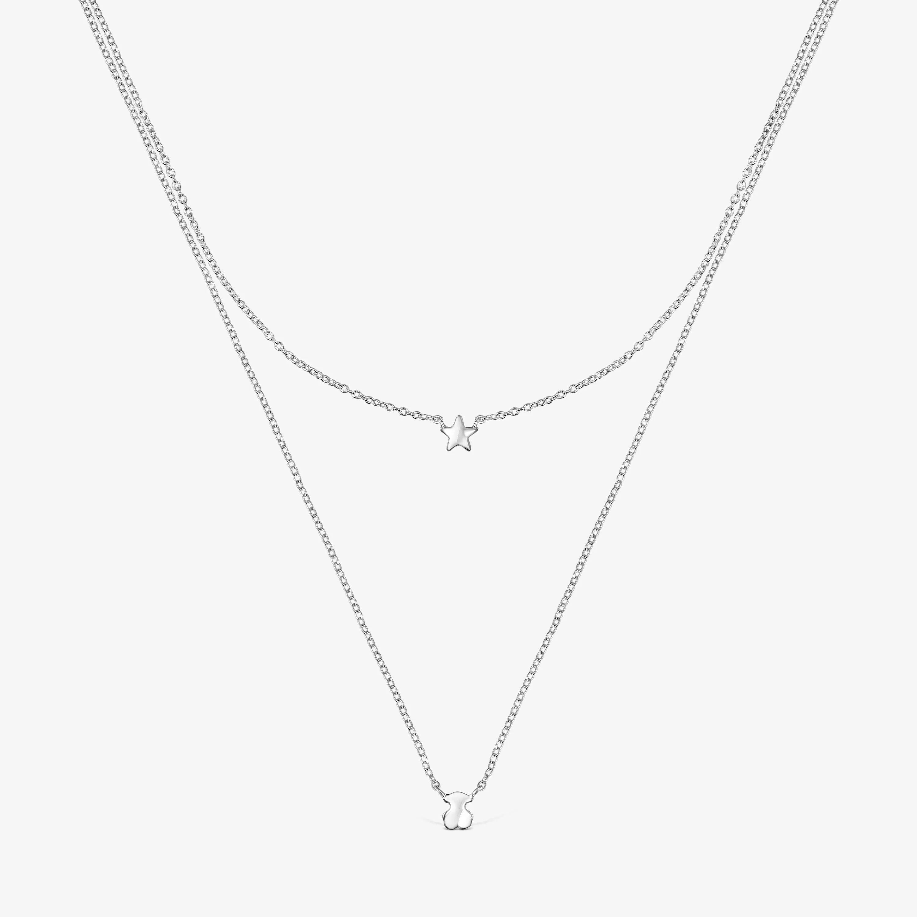 Silver Mini Icons bear-star Necklaces set - 1