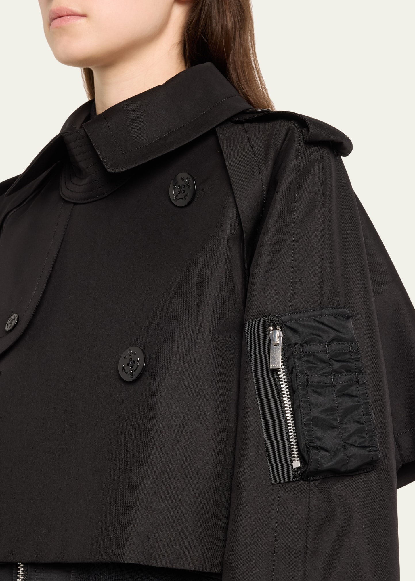 Hybrid Crop Trench Blouson Jacket - 5
