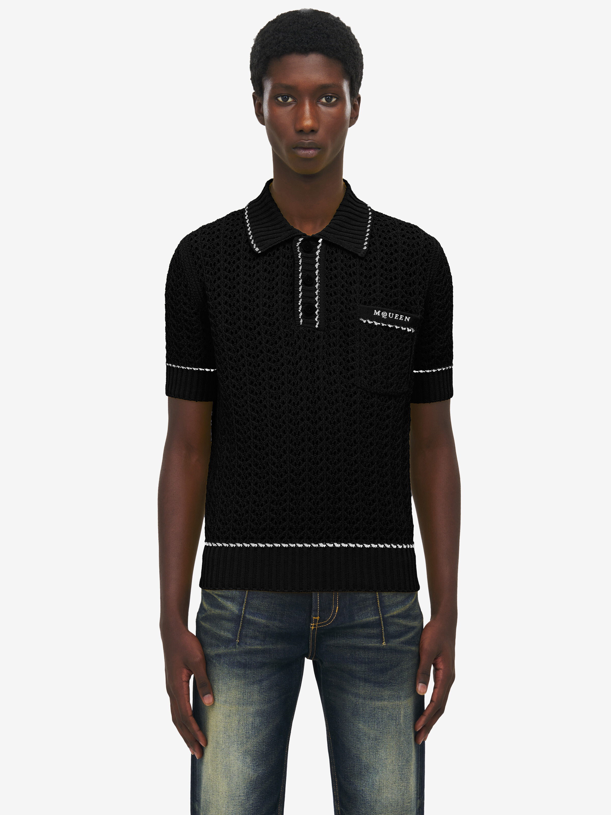 Crochet Stitch Polo Shirt - 2