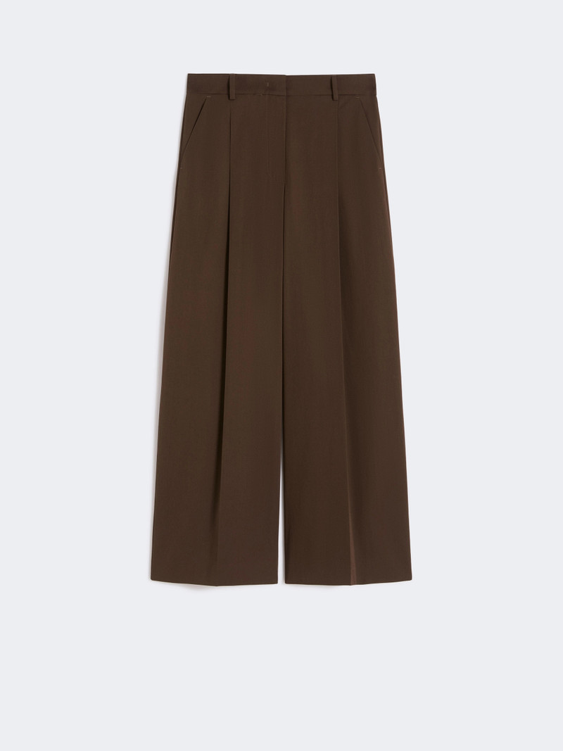 BELLICO Stretch cotton gabardine trousers - CHOCOLATE 1