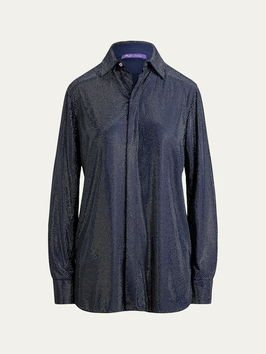 Adrien Embellished Silk Georgette Button-Down Shirt - 1
