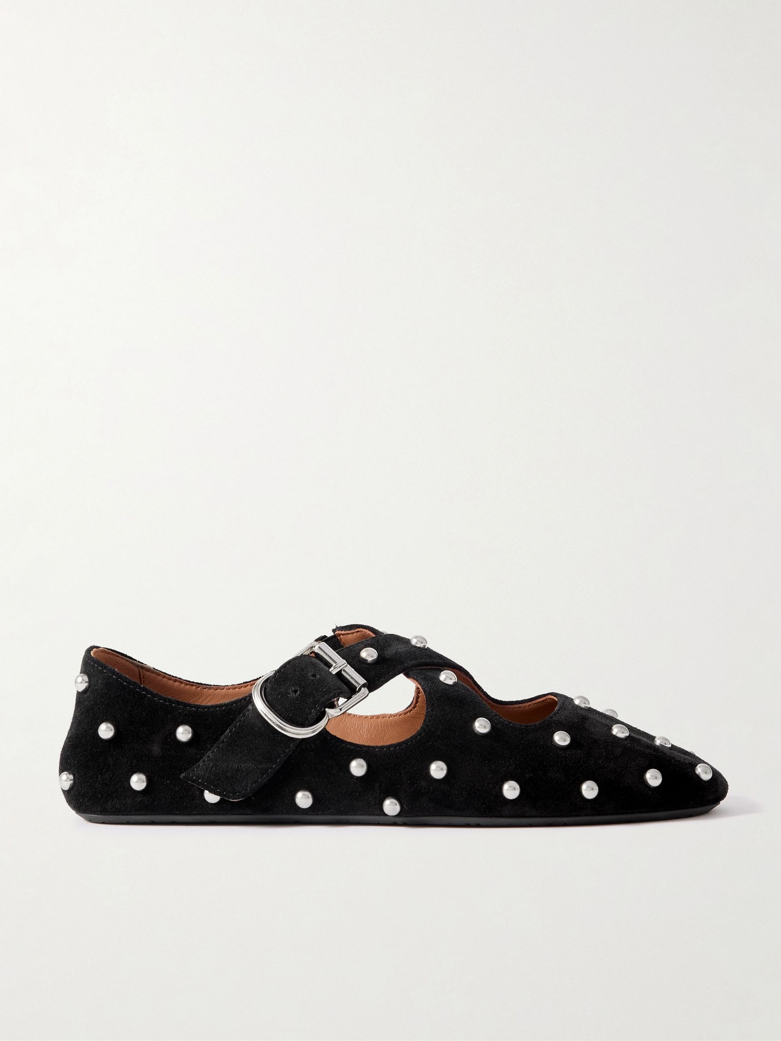 Criss Cross studded suede ballet flats Black - 1
