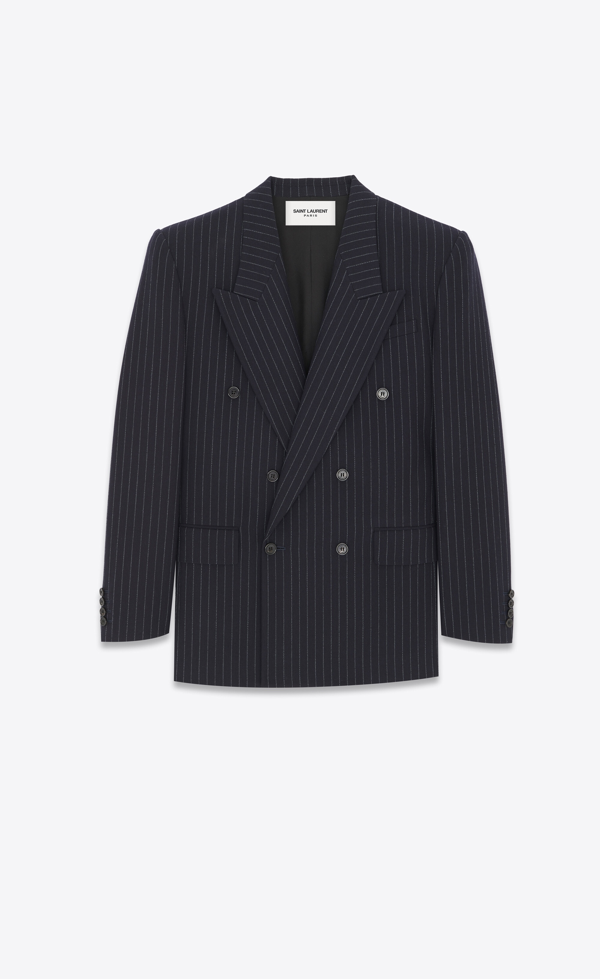 oversized jacket in striped wool flannel - 3