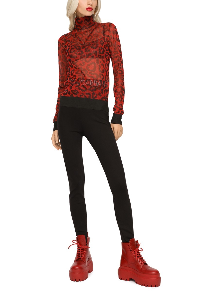 Cropped wool sweater with leopard inlay - 5