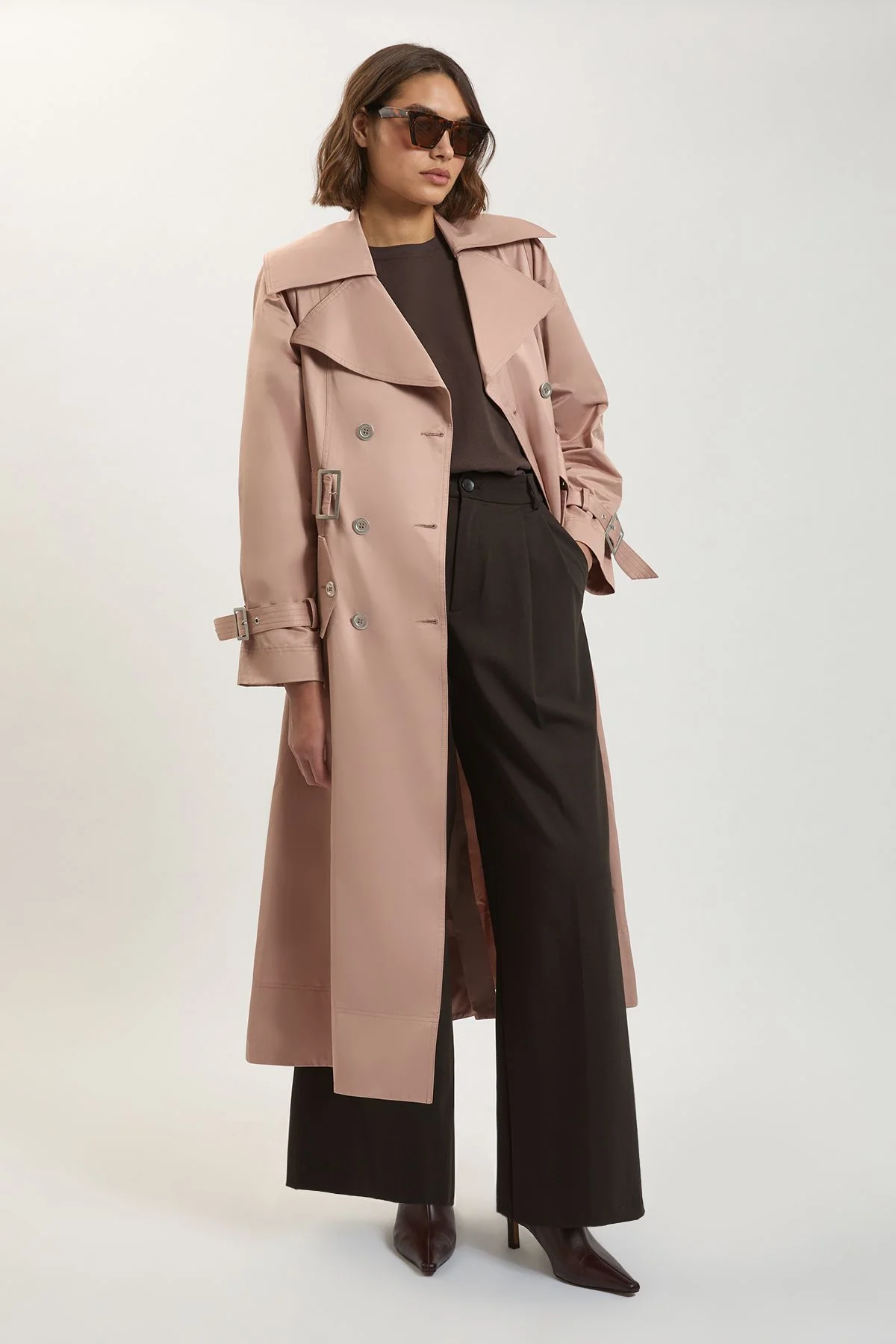 Cotton Sheen Belted Classic Trench Coat - 1