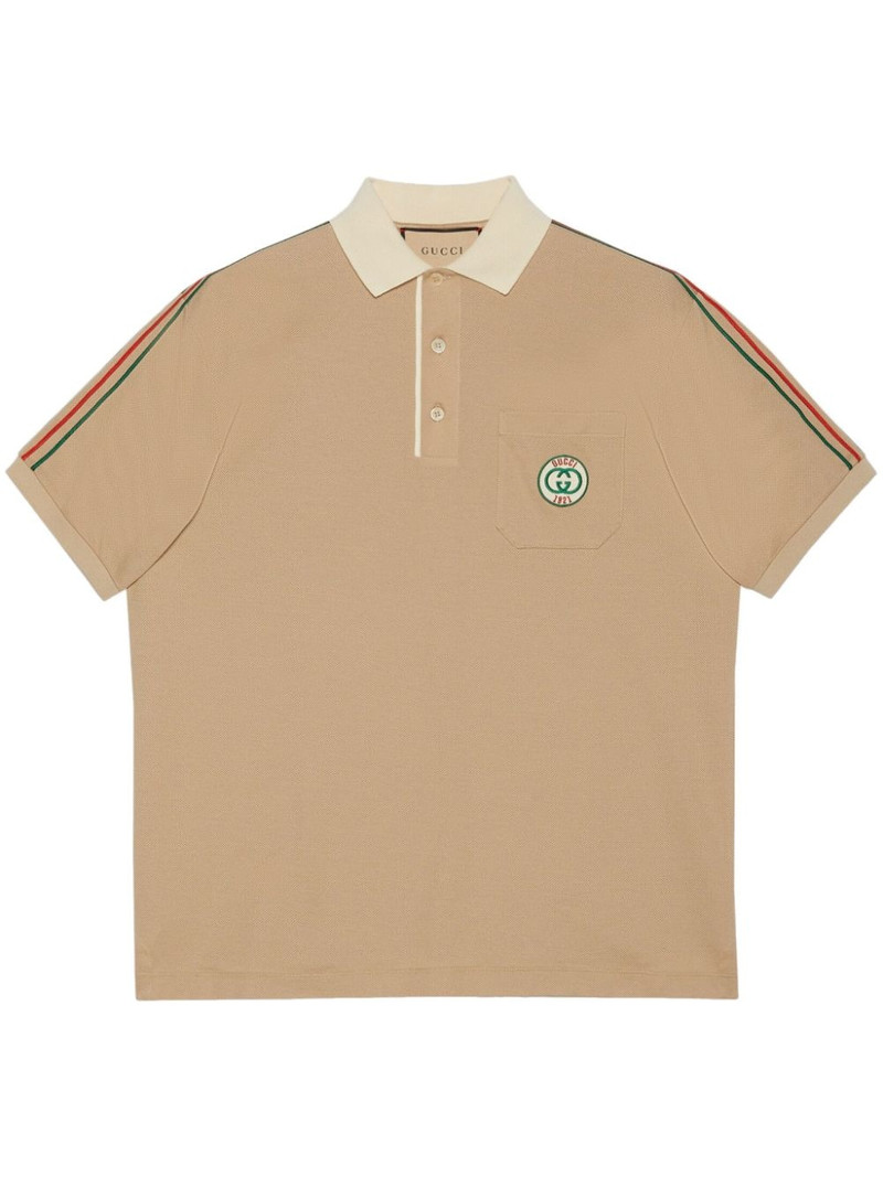 Web-stripe logo-patch polo shirt - 1