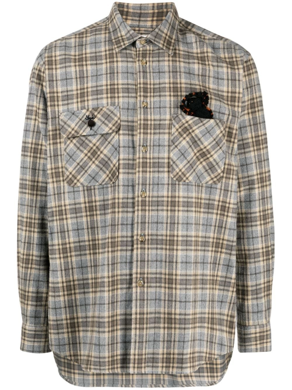 checkered 3D-detail shirt - 1