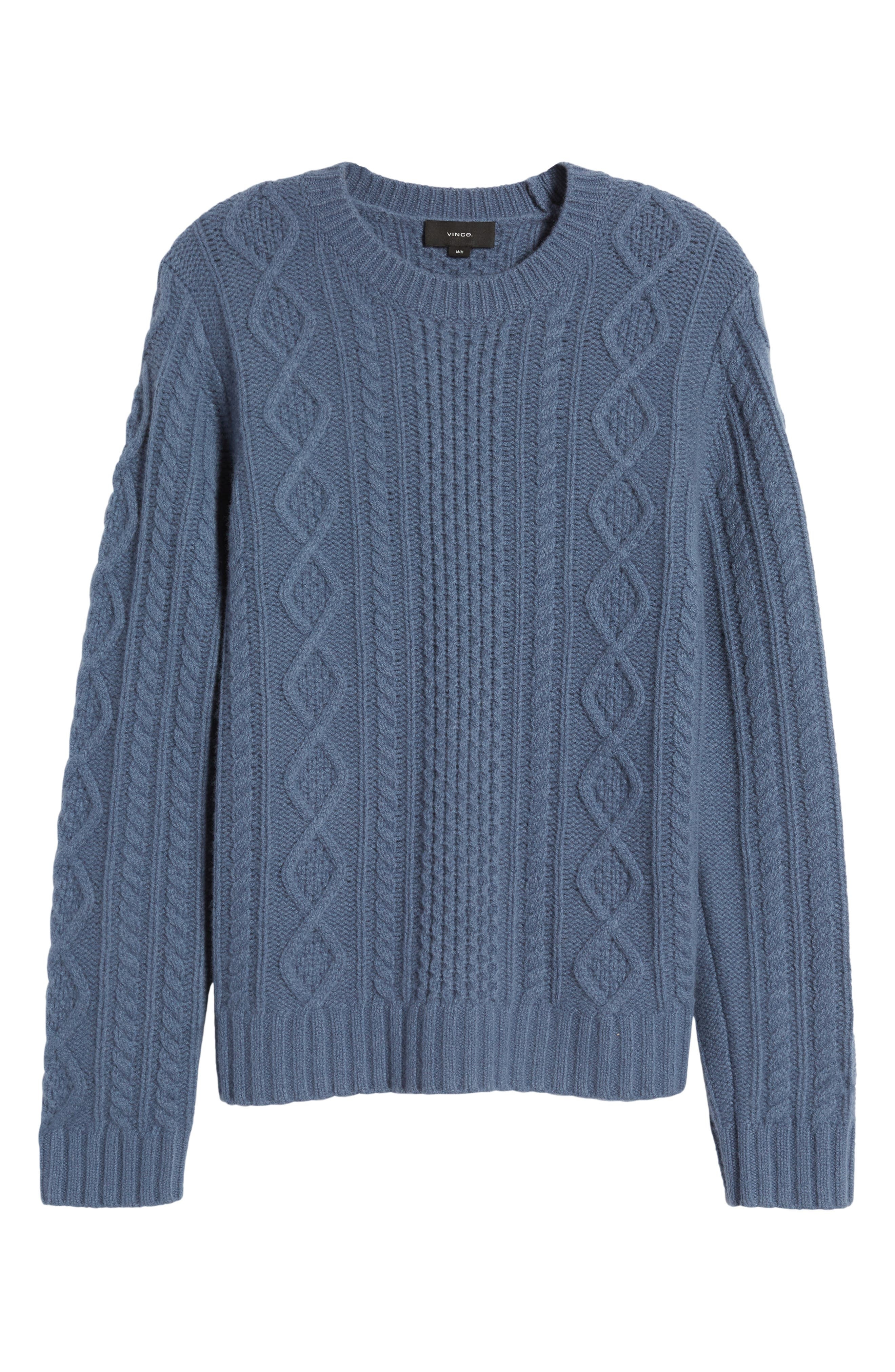 Vince Wool Aran Cable Sweater in Light Belluga Blue at Nordstrom - 5