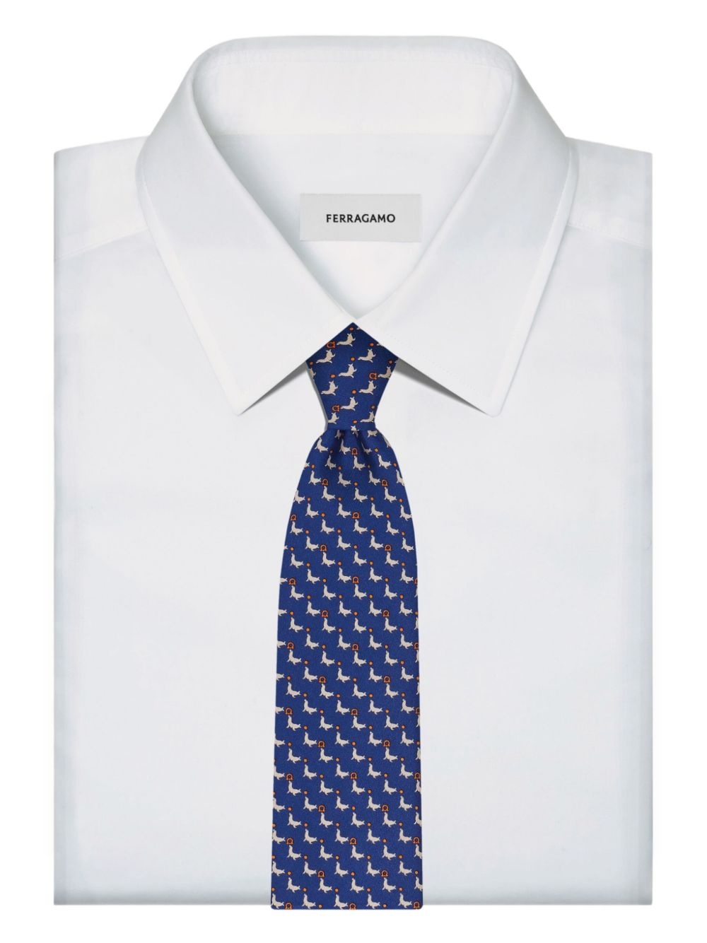 seal-motif silk tie - 4