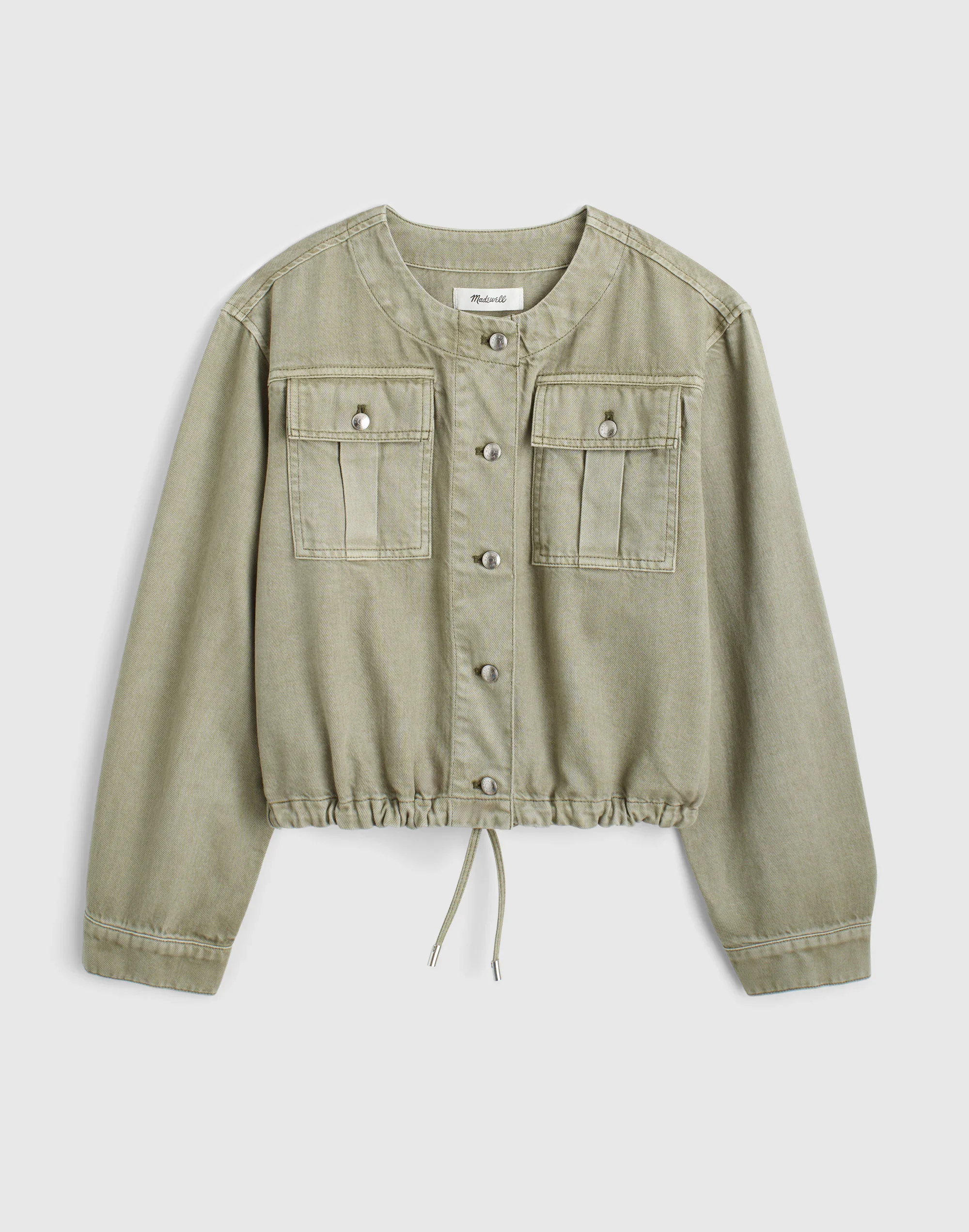 Drawstring Utility Jacket in Airy Denim - 1