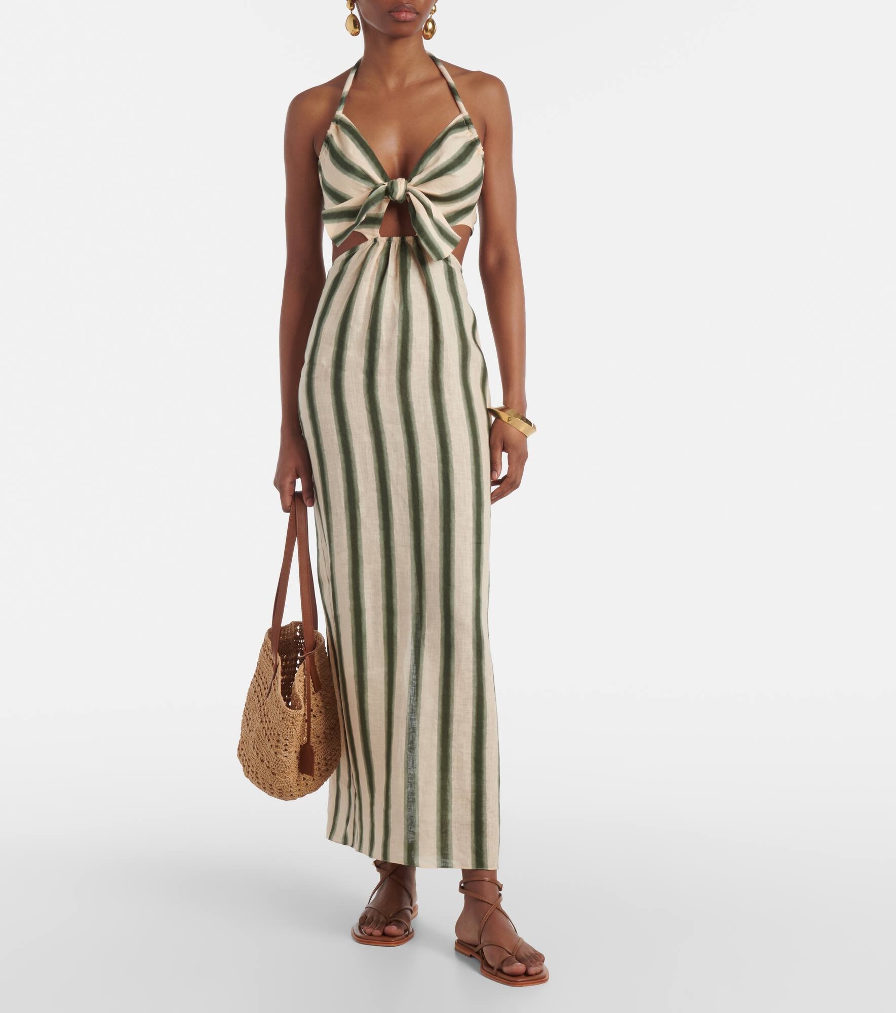 Los Siete Mares striped cutout midi dress - 2