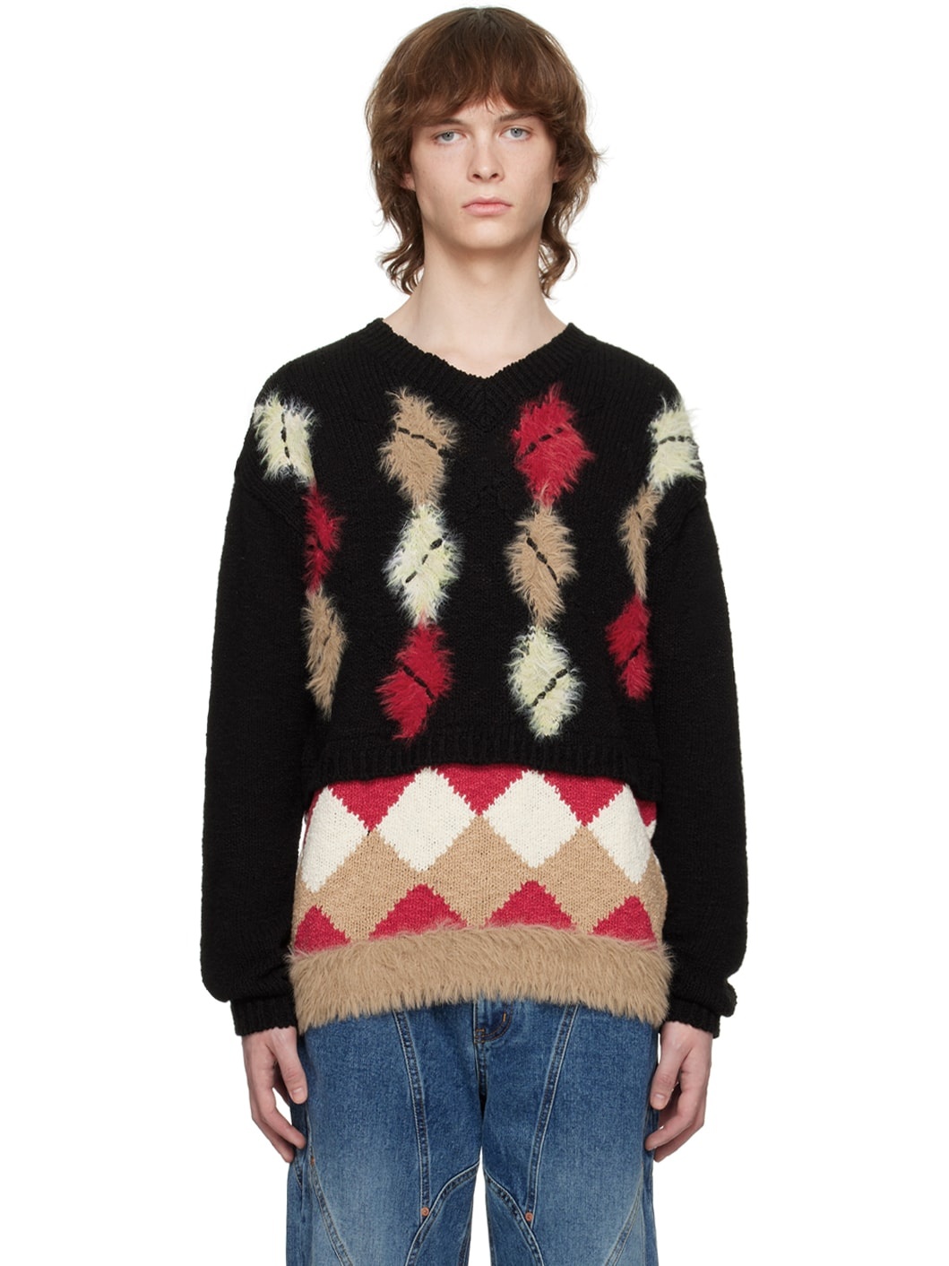 Black Argyle Sweater - 1