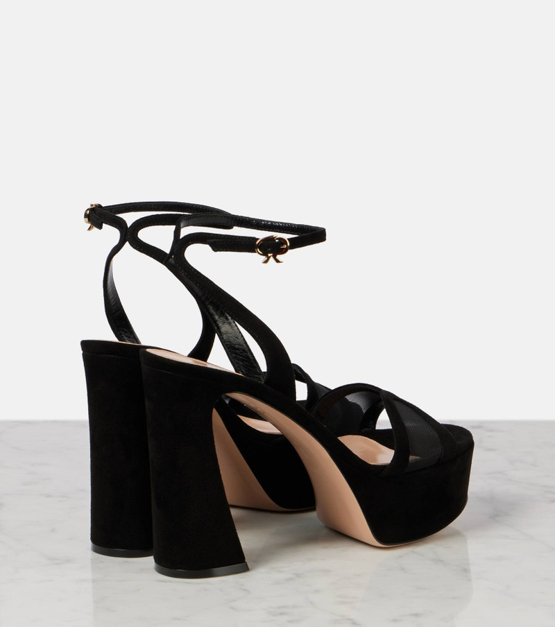 Velvet and mesh platform sandals 2