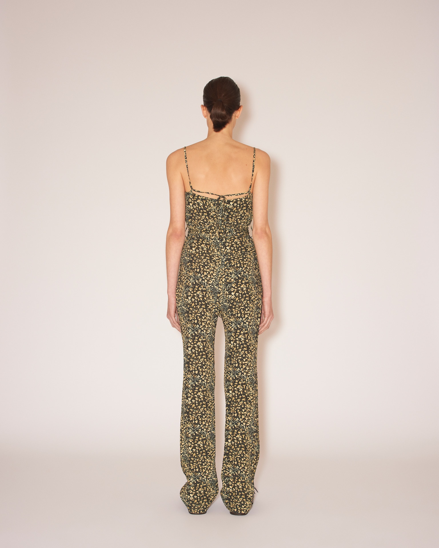 CADO - Crepe melange tie-waist jumpsuit - Tiny Leopard - 5