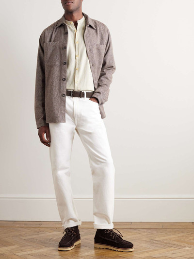 Oliver Spencer Grandad-Collar Striped Cotton and Linen-Blend Shirt outlook