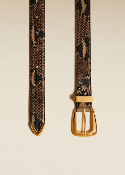 KHAITE The Benny Belt in Brown Python-Embossed Leather with Gold outlook