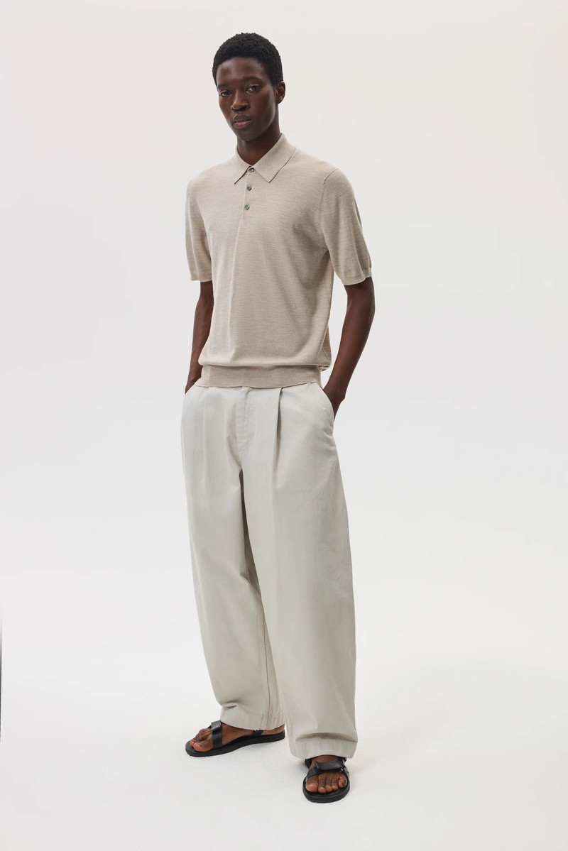 Johnstons of Elgin Superfine Merino Natural Polo Shirt outlook