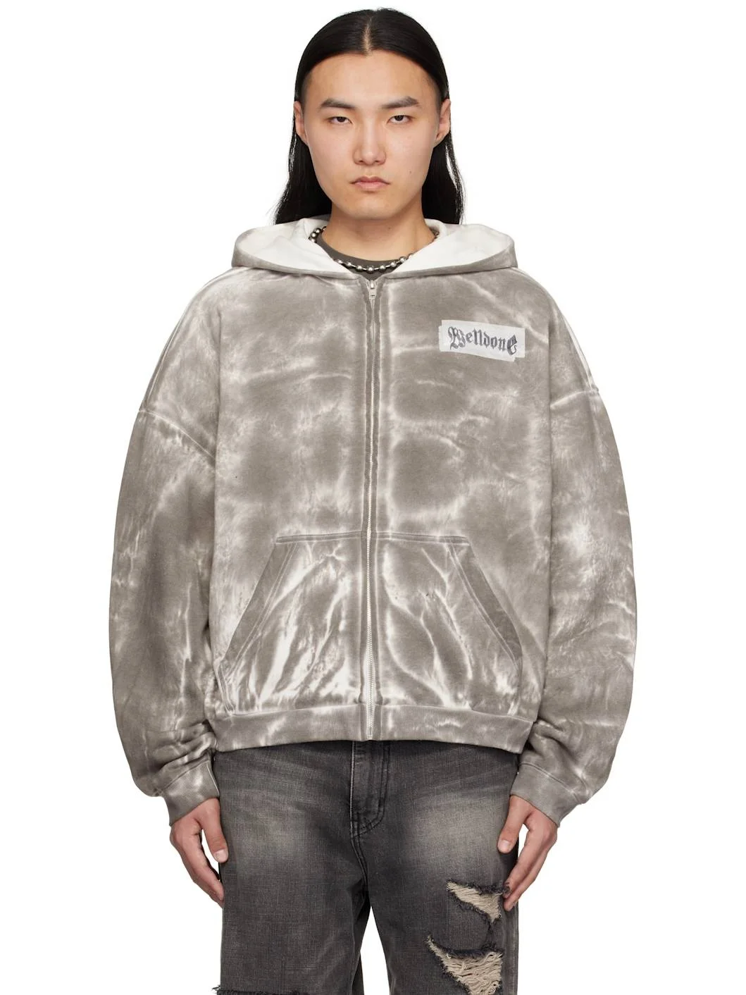 Gray Muddy Zip-Up Hoodie - 1