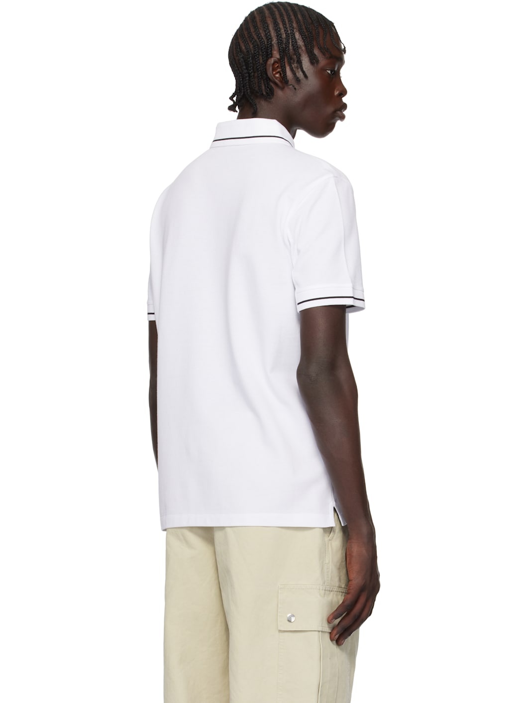 White Logo Patch Cotton Polo - 3