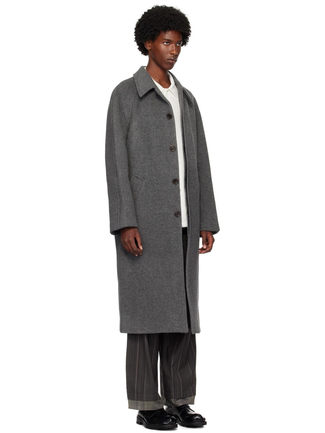 Gray Raglan Long Coat - 2