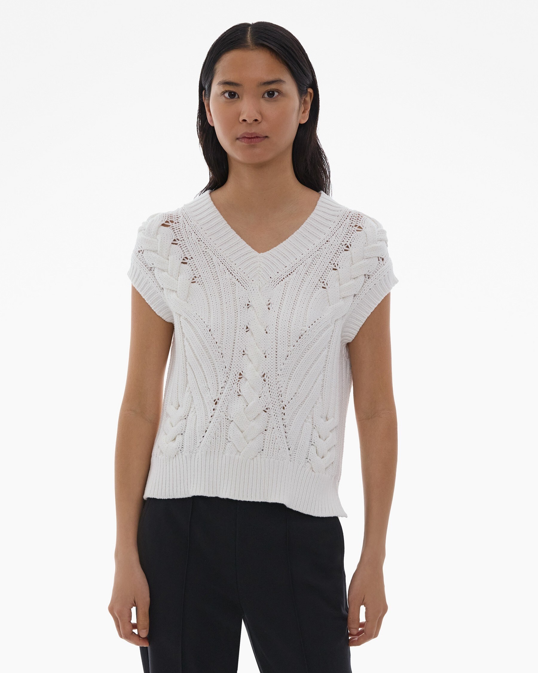 CABLE KNIT SWEATER VEST - 3