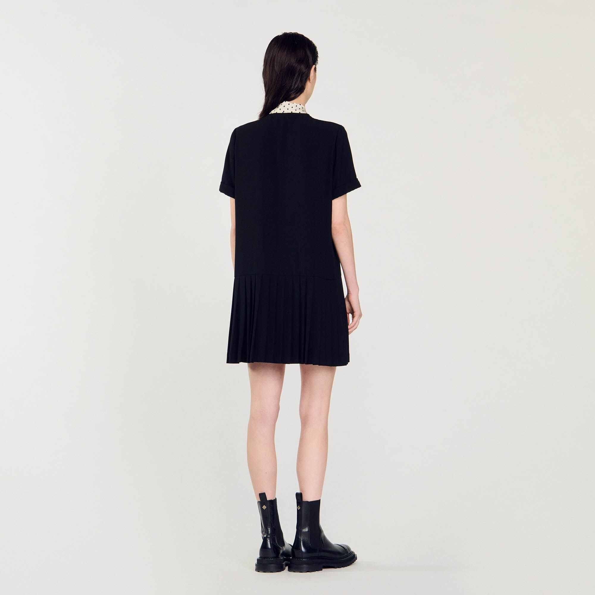 SHORT DRESS WITH POLKA DOT TIE - 6