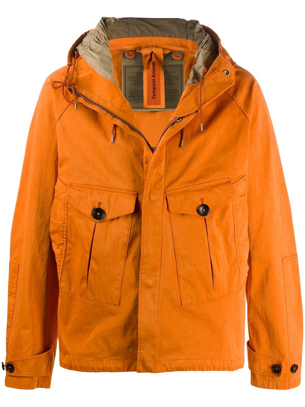 flap-pocket hooded jacket - 1