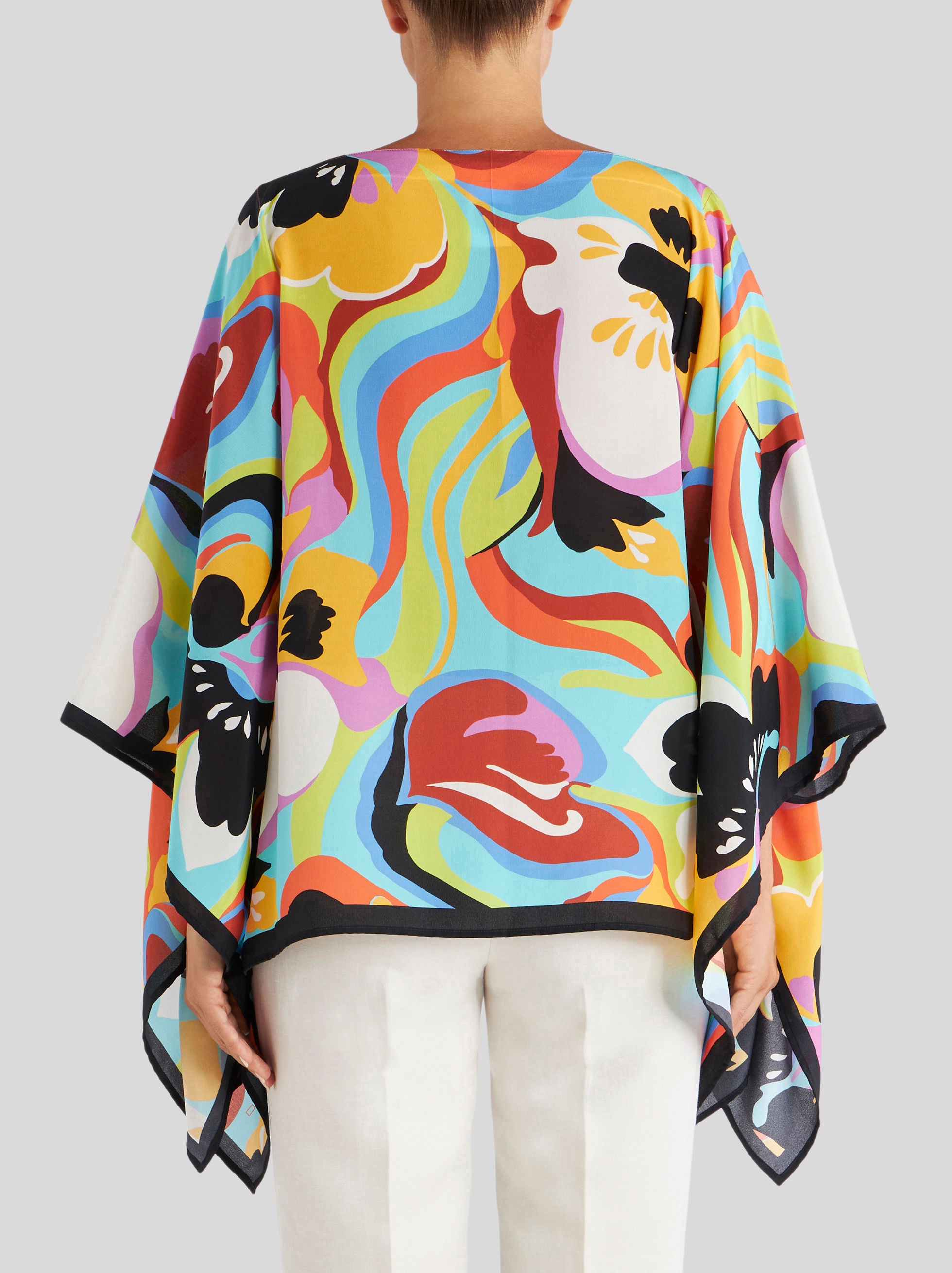 PRINTED SILK PONCHO - 4