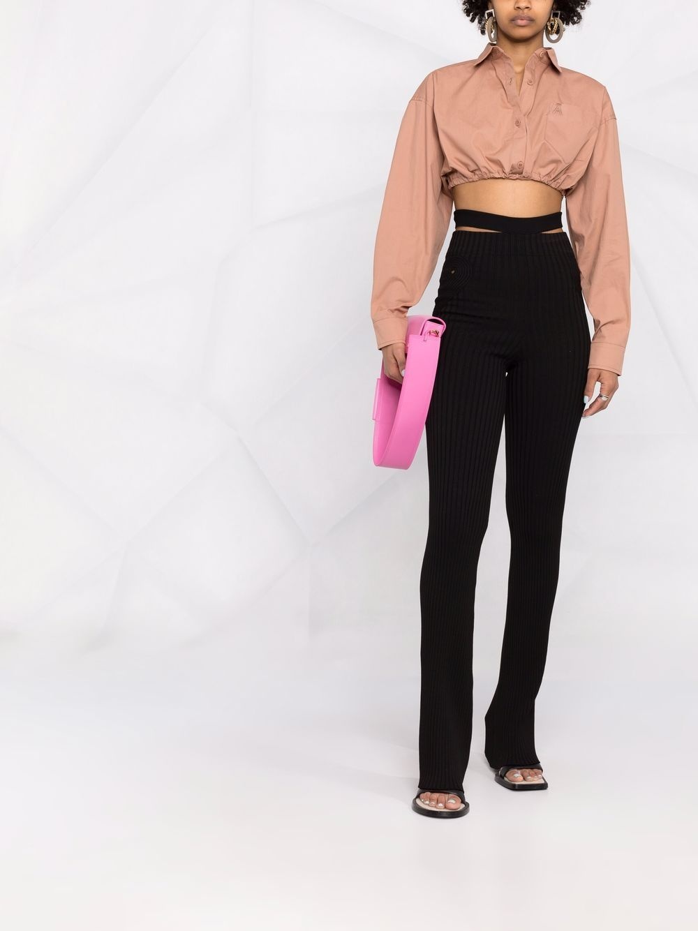 ribbed-knit bootcut trousers - 2