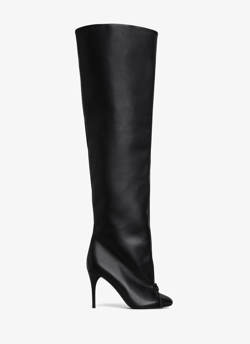 DECOLLETE OVER-THE-KNEE BOOTS IN CALFSKIN - 1