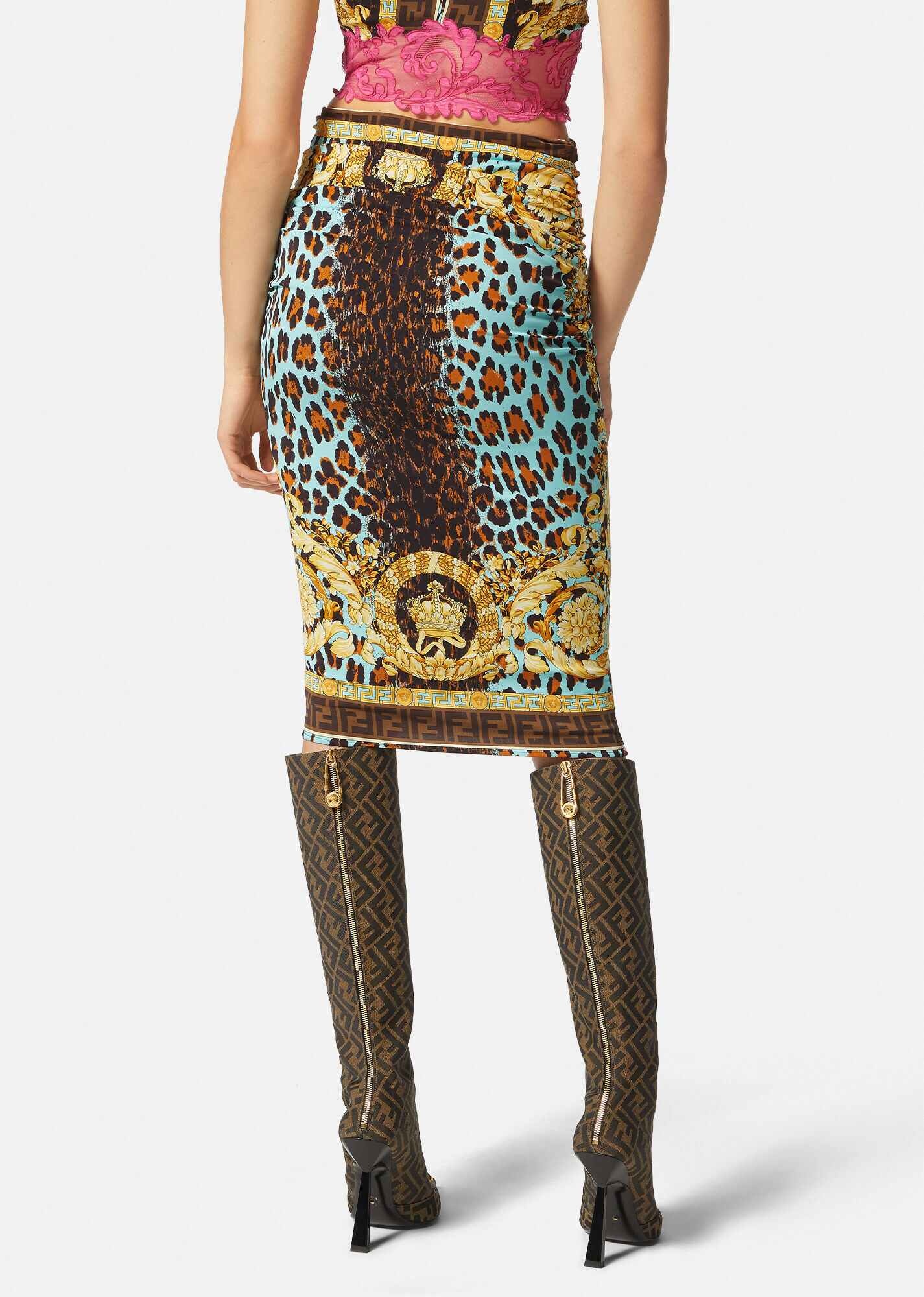 Fendace Wild Baroque Ruched Midi Skirt - 4