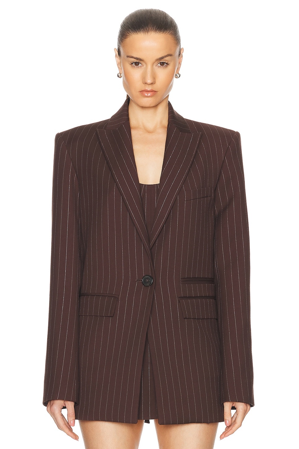 Lurex Pinstripe Single Breasted Oversize Blazer - 2