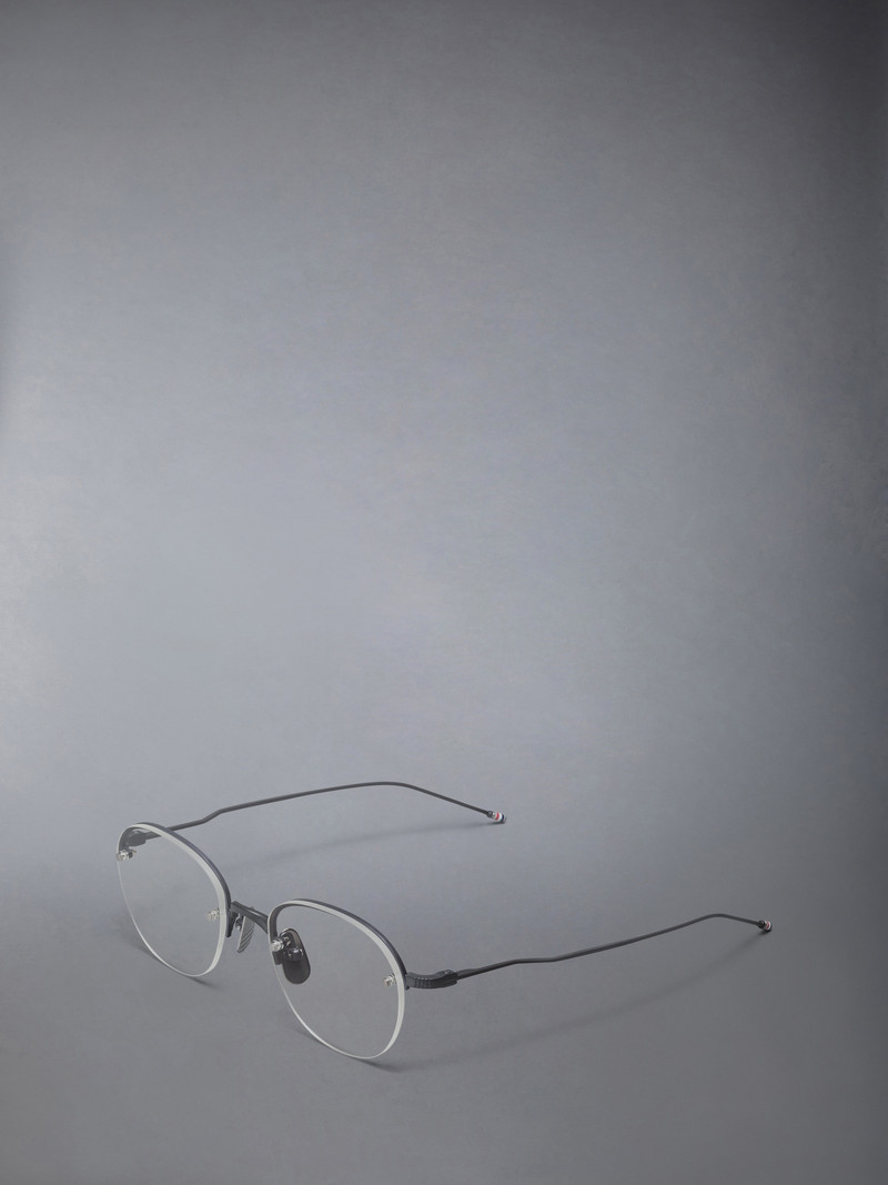 Thom Browne TITANIUM SEMI RIMLESS OVAL EYEGLASSES outlook