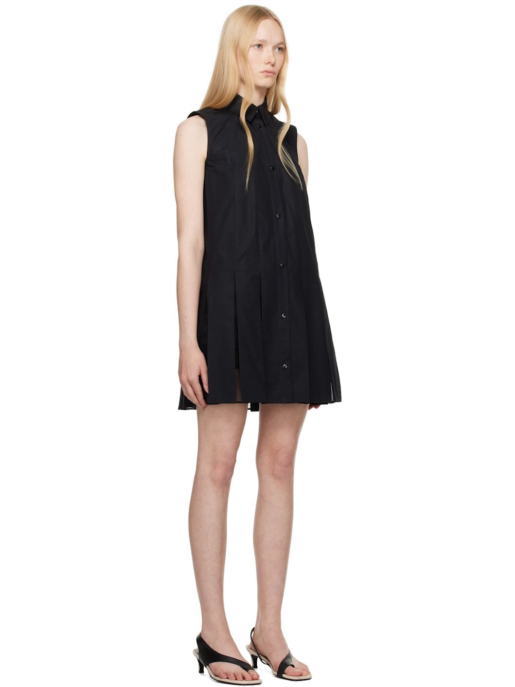 Black Cotton & Silk Shirt Minidress - 2