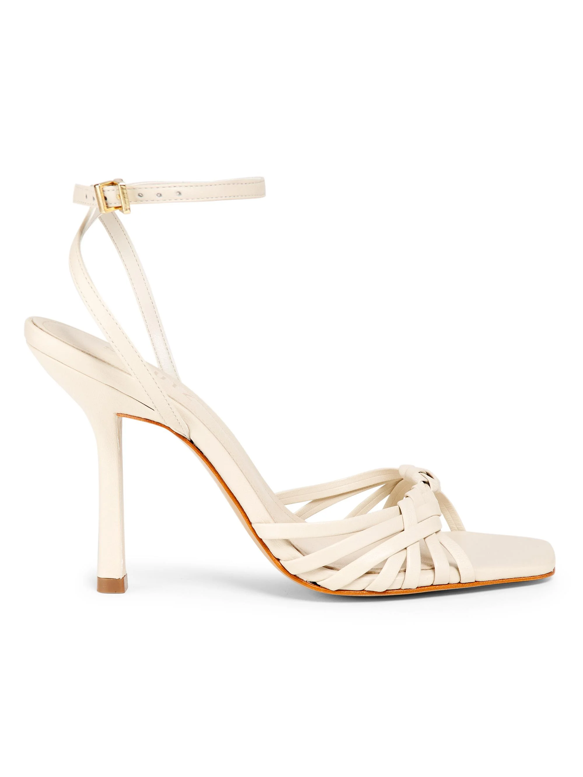 Women's Tara 110MM Crisscross Leather Stiletto Sandals - Sugar White - 1