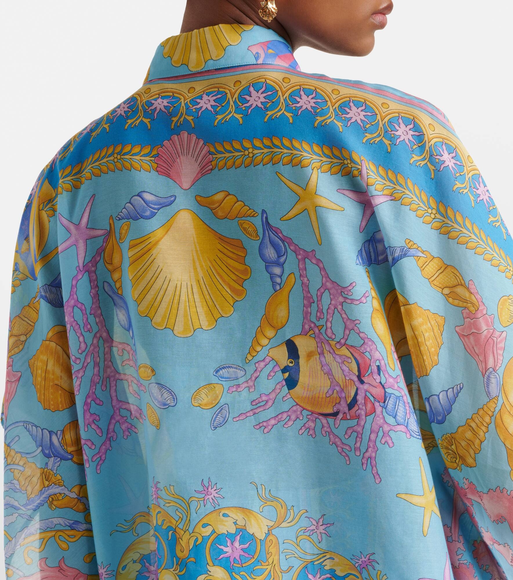 Underwater Barocco cotton and silk beach cover-up - 6