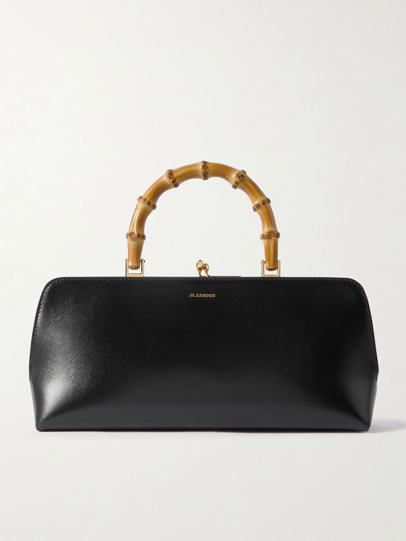 Bamboo leather tote Black 1