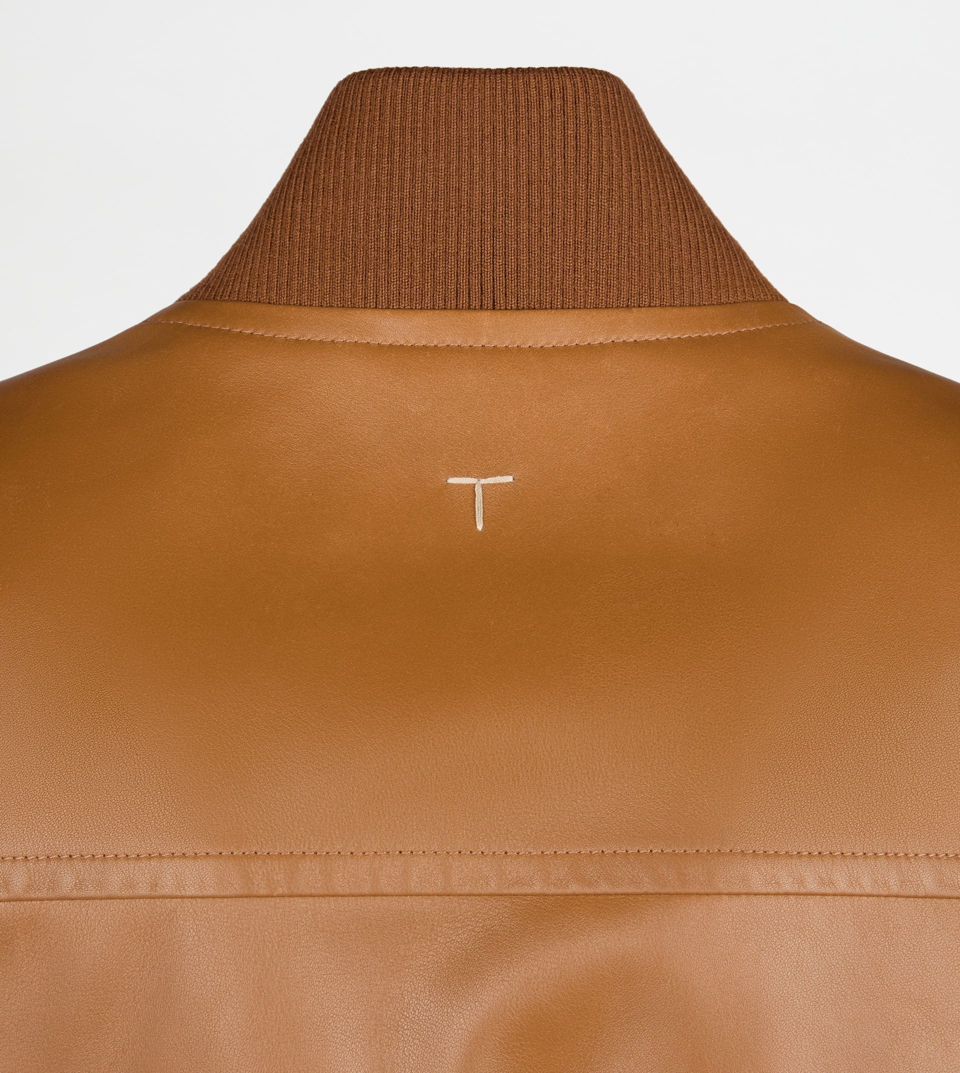 BOMBER JACKET IN LEATHER - BROWN - 4