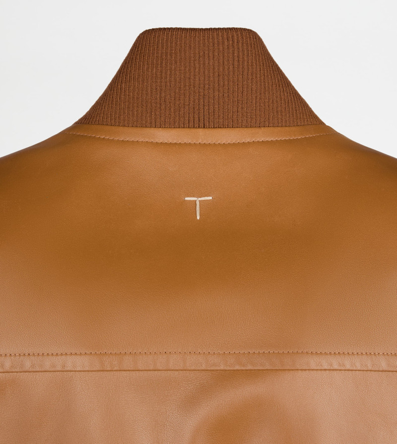 BOMBER JACKET IN LEATHER - BROWN 4