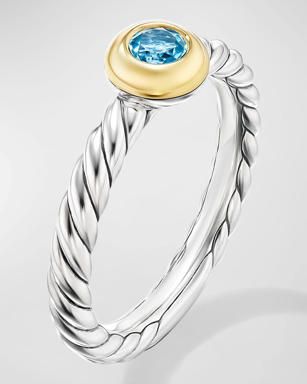 Cable Flex Ring with Gemstone in Silver and 14K Gold, 2.8mm - 3