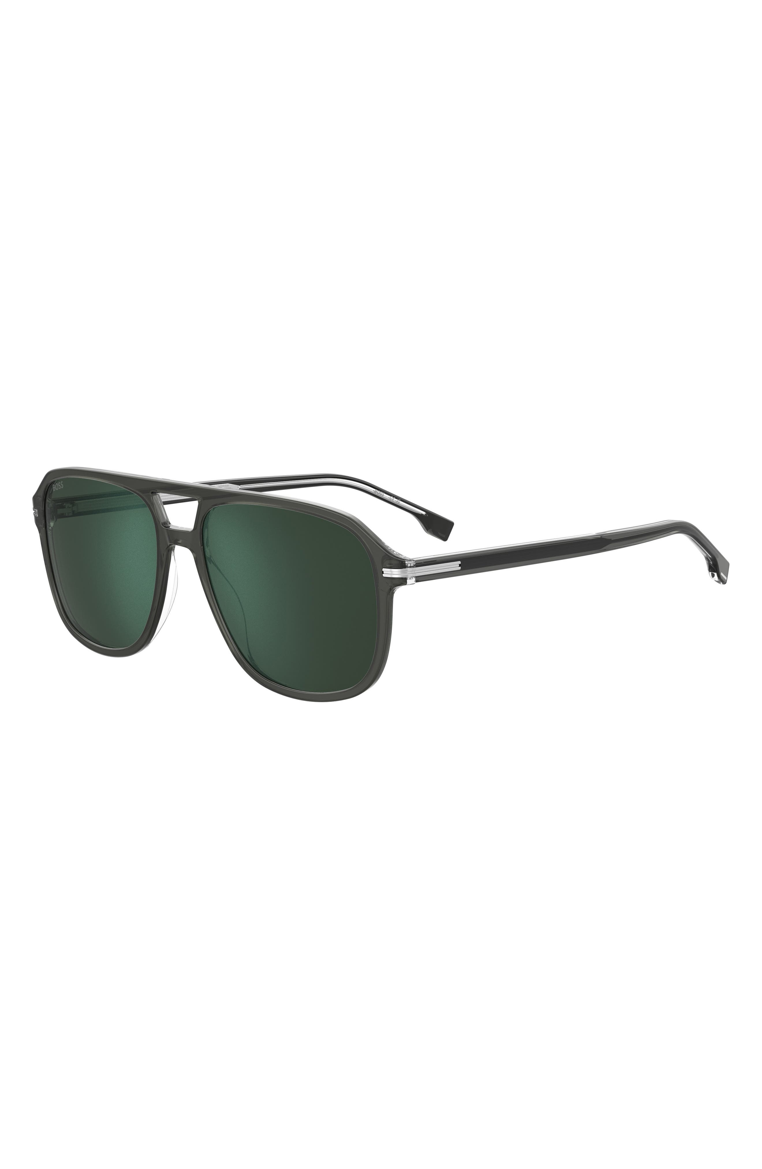 BOSS 57mm Square Sunglasses in Grey Crystal/Green Sp at Nordstrom - 2