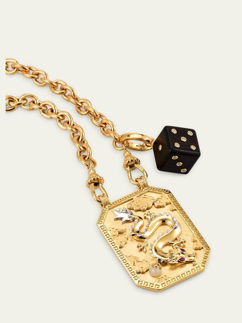 MARIE LICHTENBERG Dragon Scapular and Ebony Dado Pendants on Rosa Classic Chain Necklace outlook