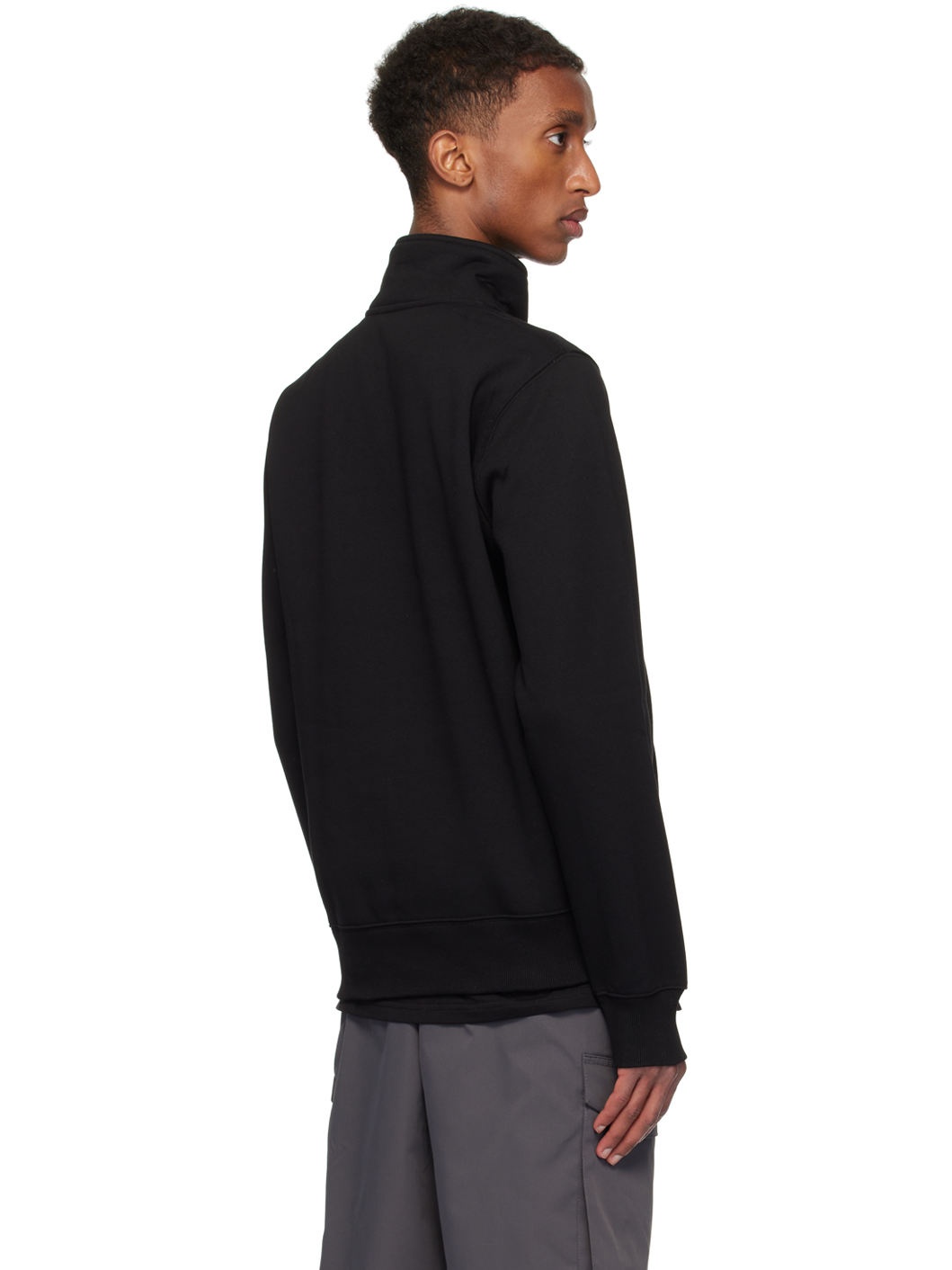 Black Chase Neck Zip Sweatshirt - 3