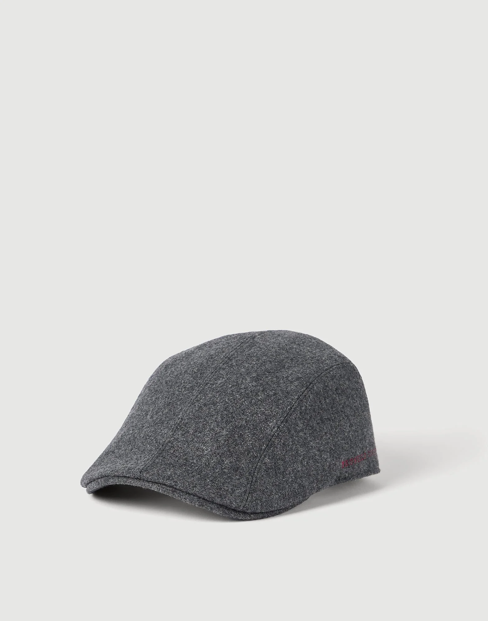 Virgin wool flannel flat cap with embroidered logo - 1