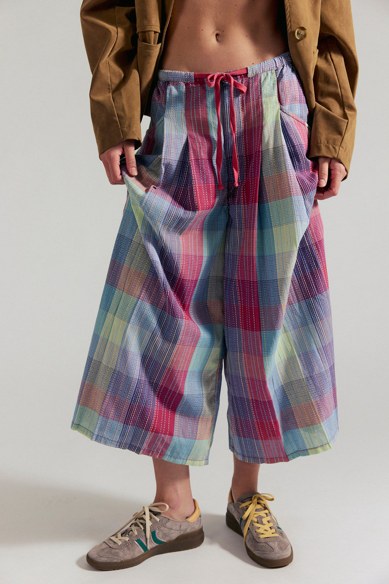 Telluride Wide-Leg Crop Pull-On Madras Pants 3