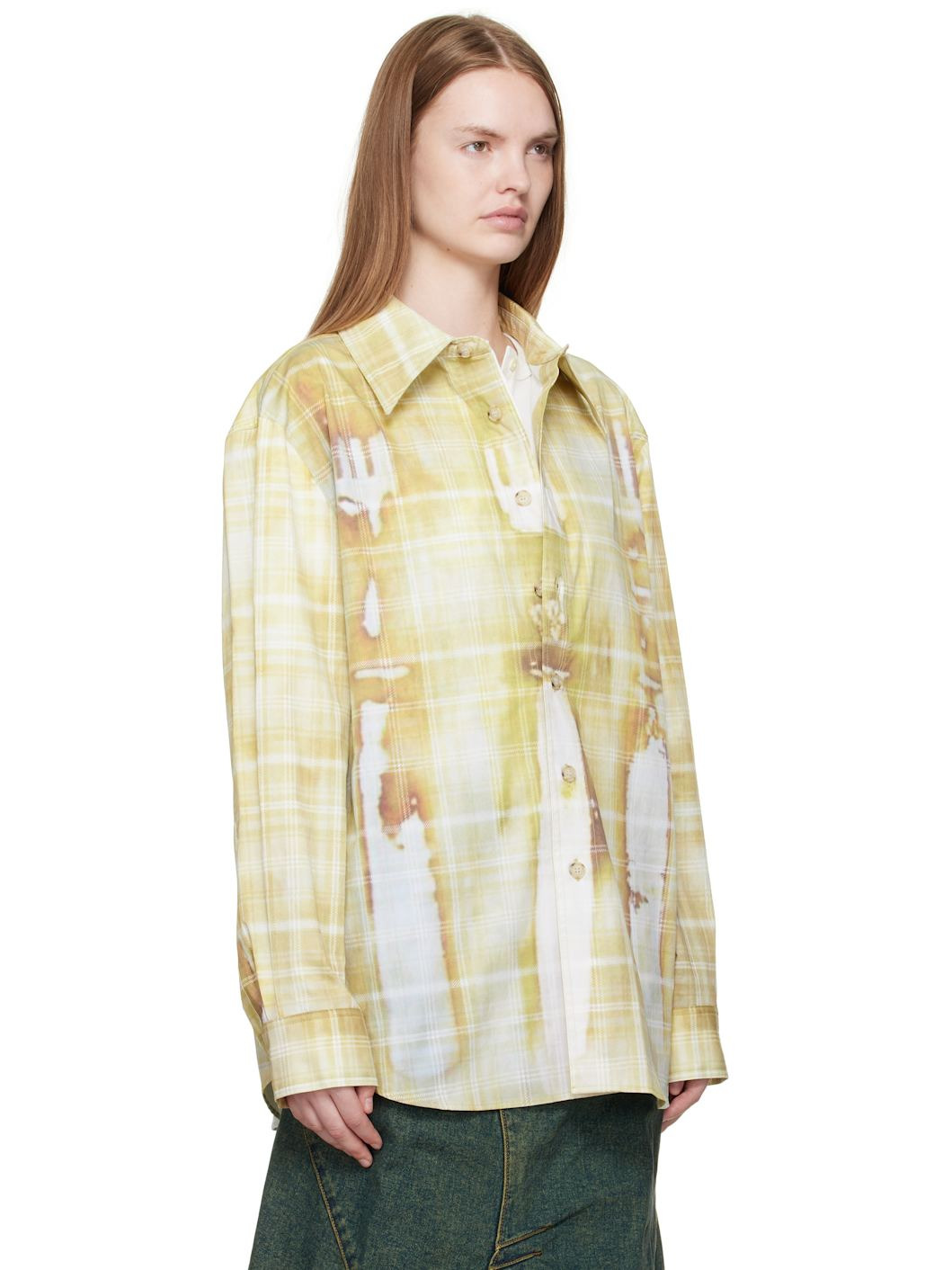 Yellow Trompe L'Oeil Printed Check Shirt - 2