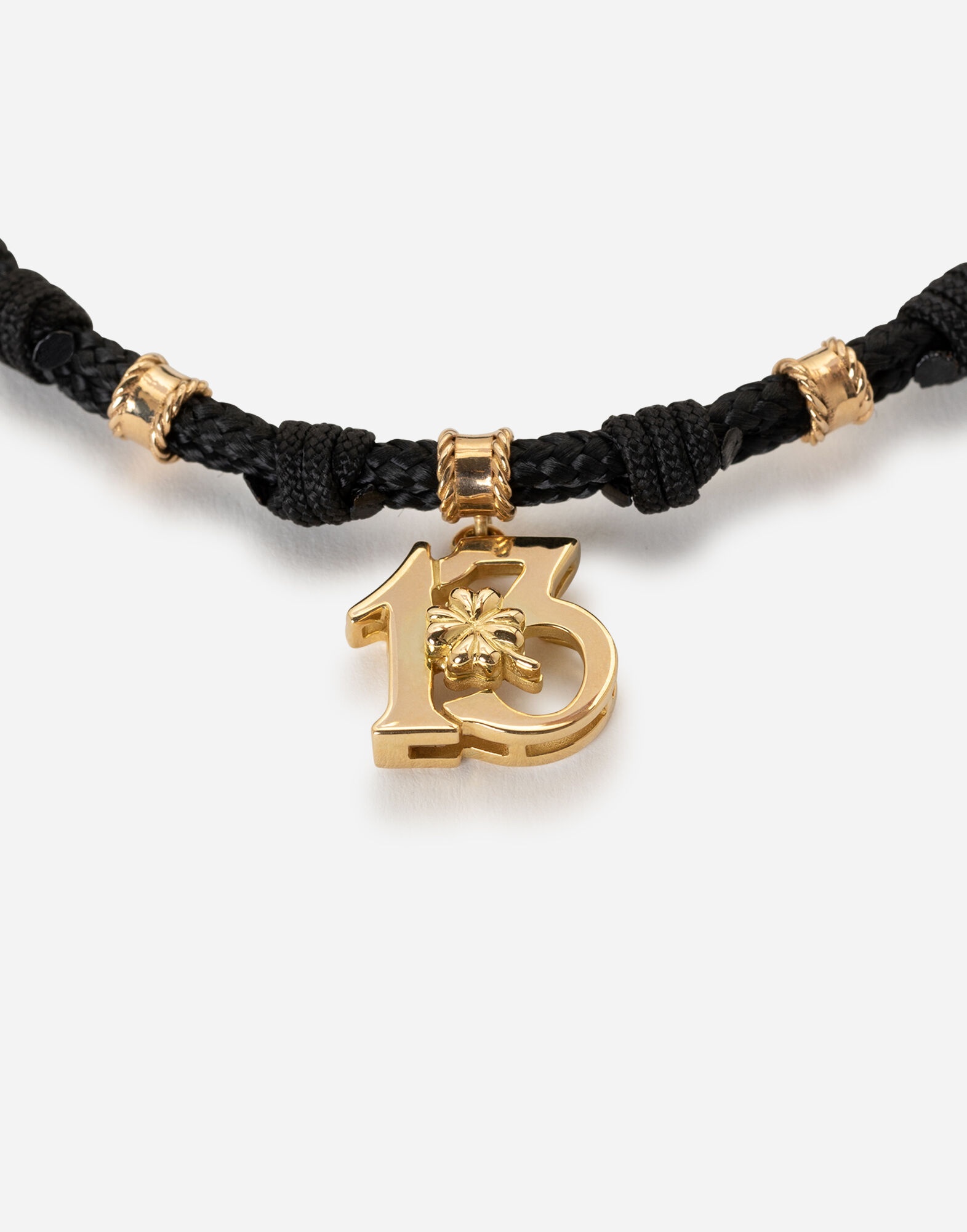 Fabric Good luck bracelet with yellow gold pendant charm - 2