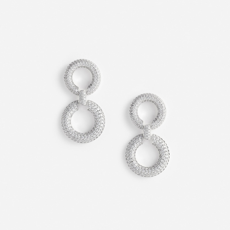 Crystal Link Two Tiered Earrings - 1