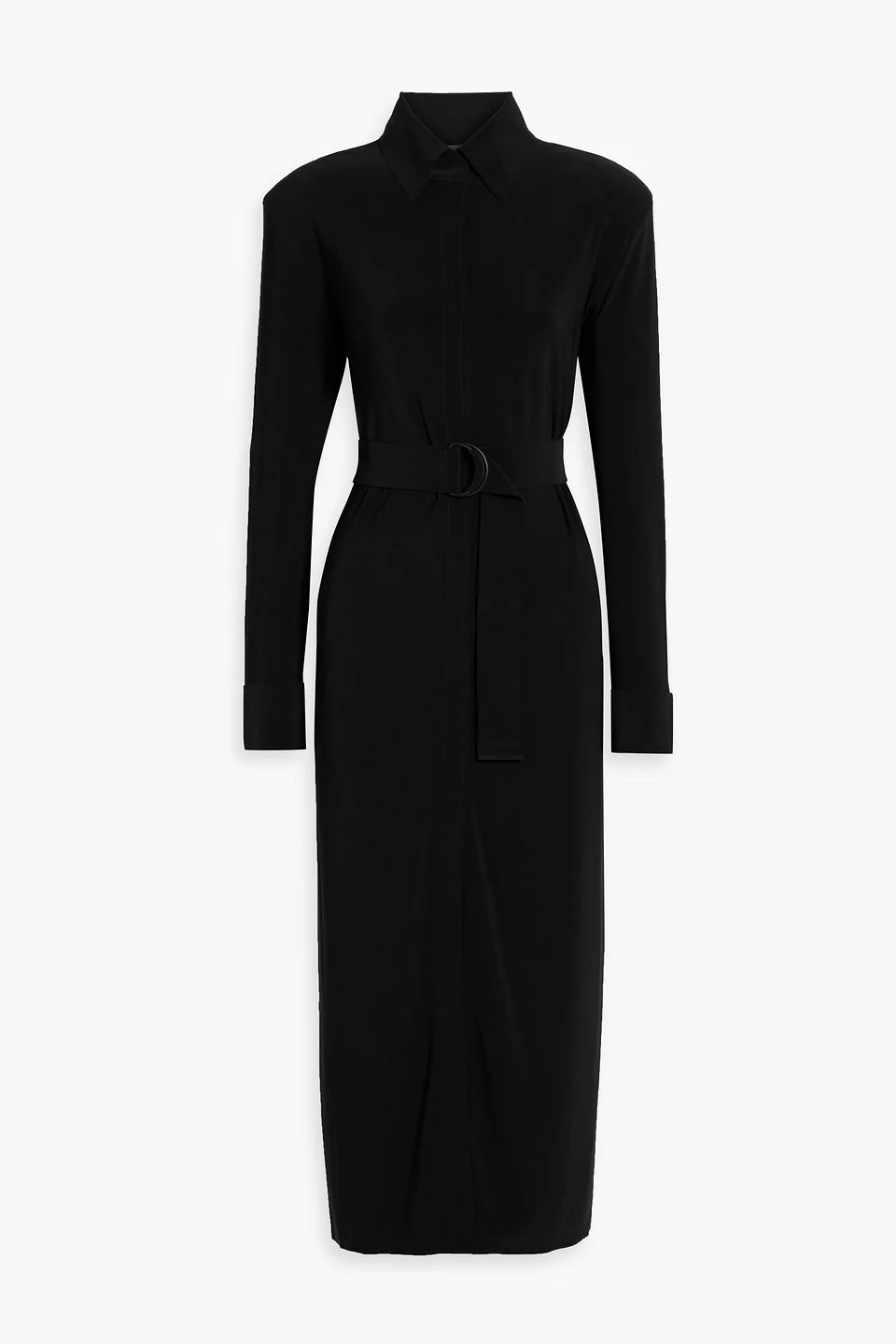 Belted stretch-jersey maxi shirt dress - 1